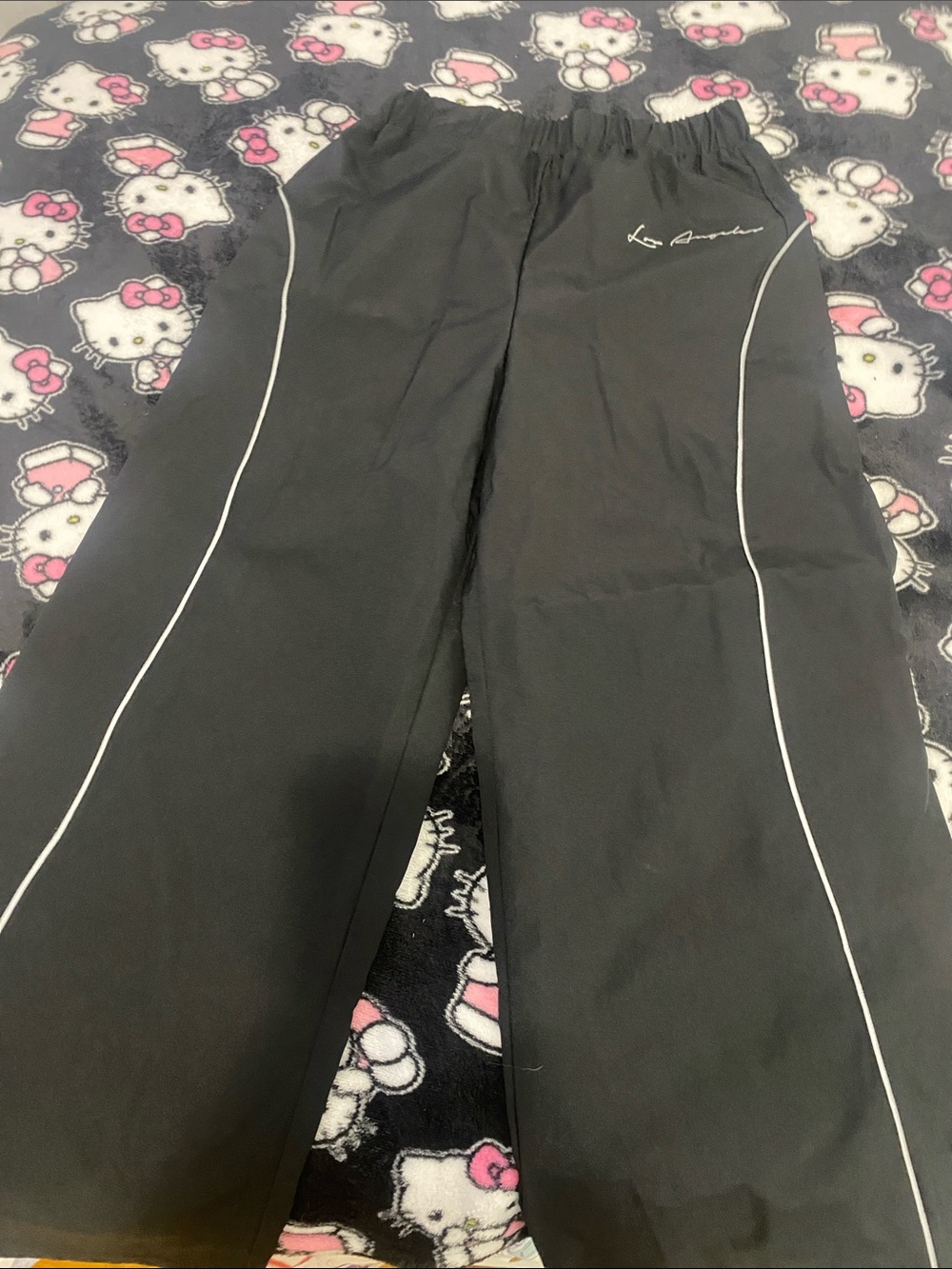 SHEIN Black Kids Sweatpants with White Piping